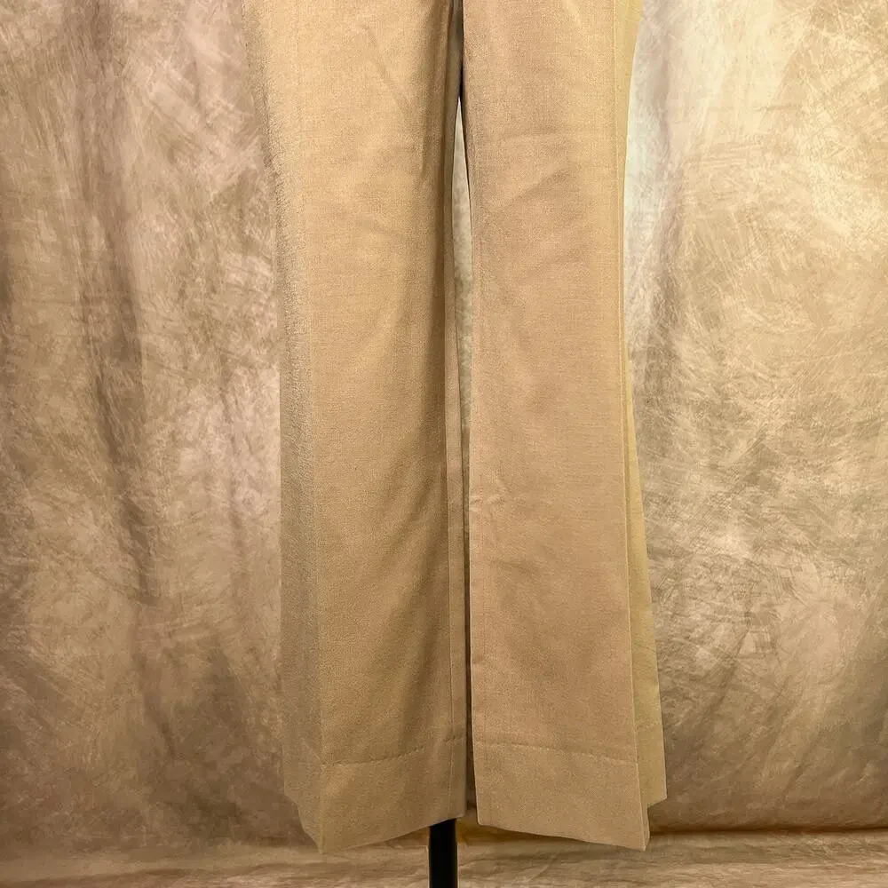 Vintage 70s Wool Pants Slacks Relaxed Khaki Tan Straight Leg Retro Academia